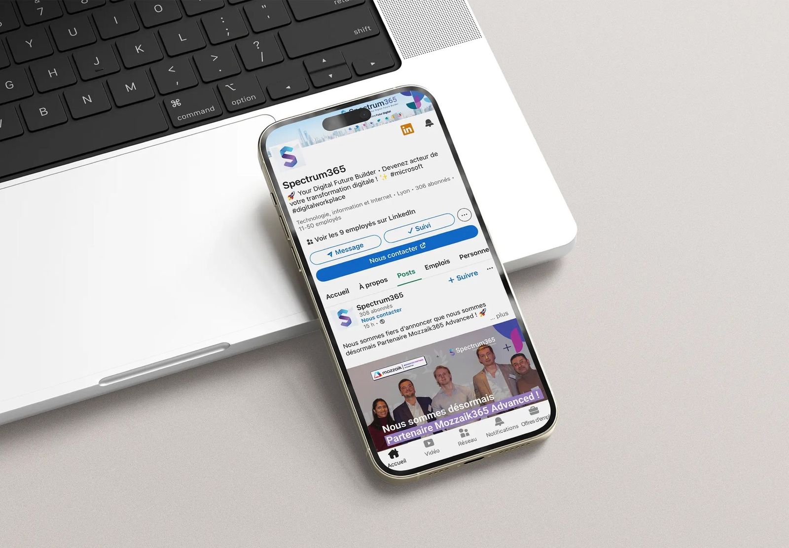 Spectrum 365, le site en version mobile