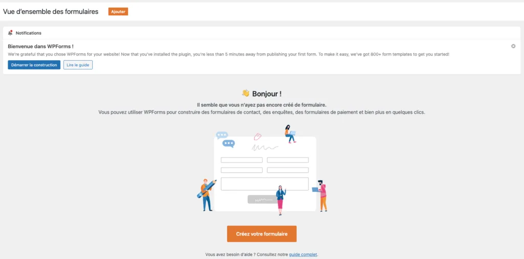 Screenshot créer un formulaire avec WPFroms