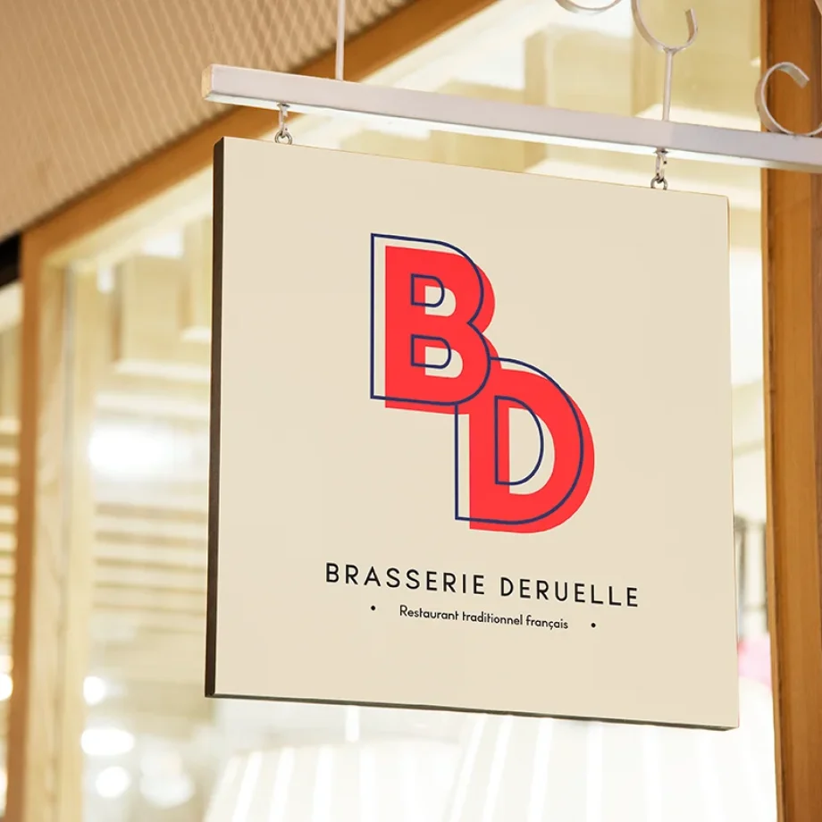BRASSERIE DERUELLE ENSEIGNE MOCKUP